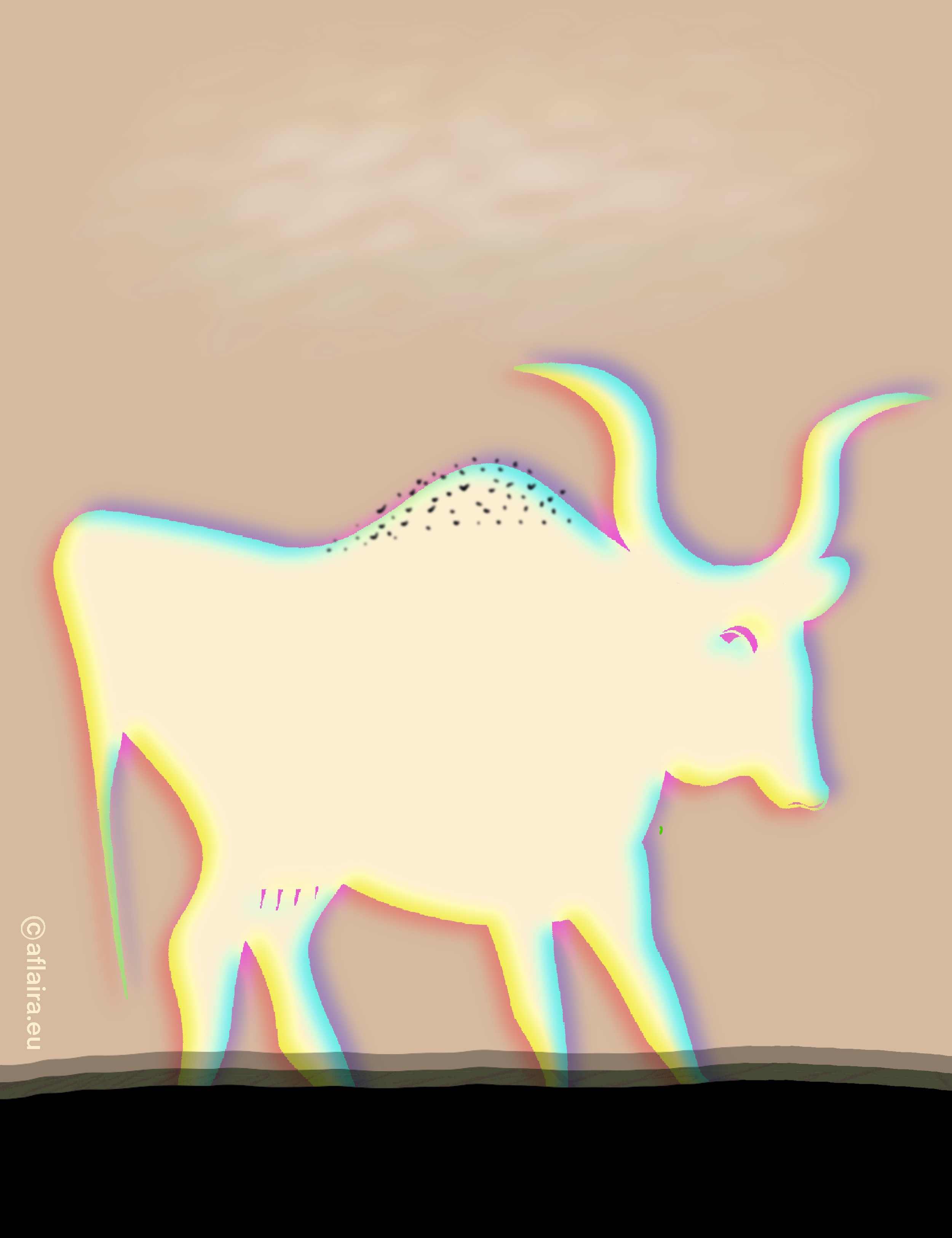 Vacas brancas, o primero relato e a primeira ilustración do libro: As costas do Alén.